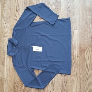 (L) NWT Core 365 by NorthEnd Long Sleeve Partial Button Collared Shirt Wicking